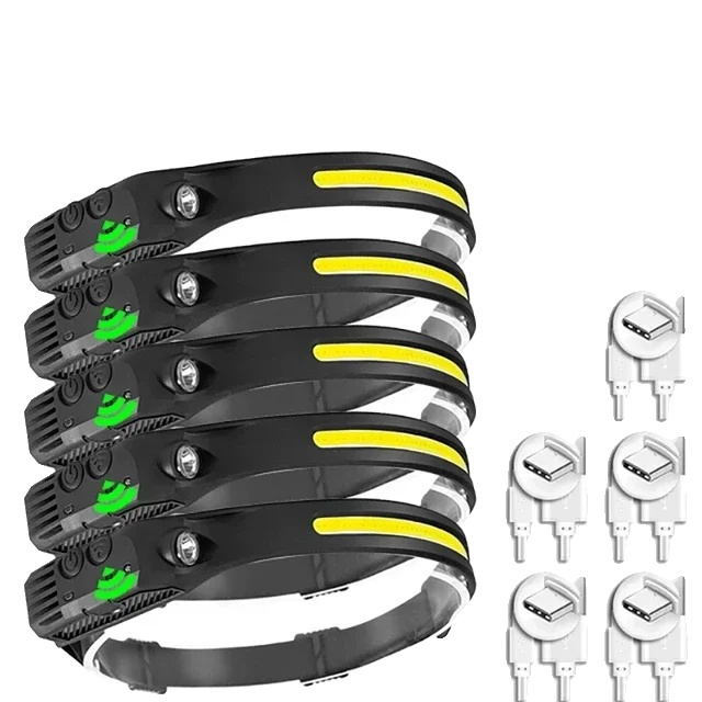Stirnlampe, Usb Wiederaufladbar, Wasserdicht, 5pcs