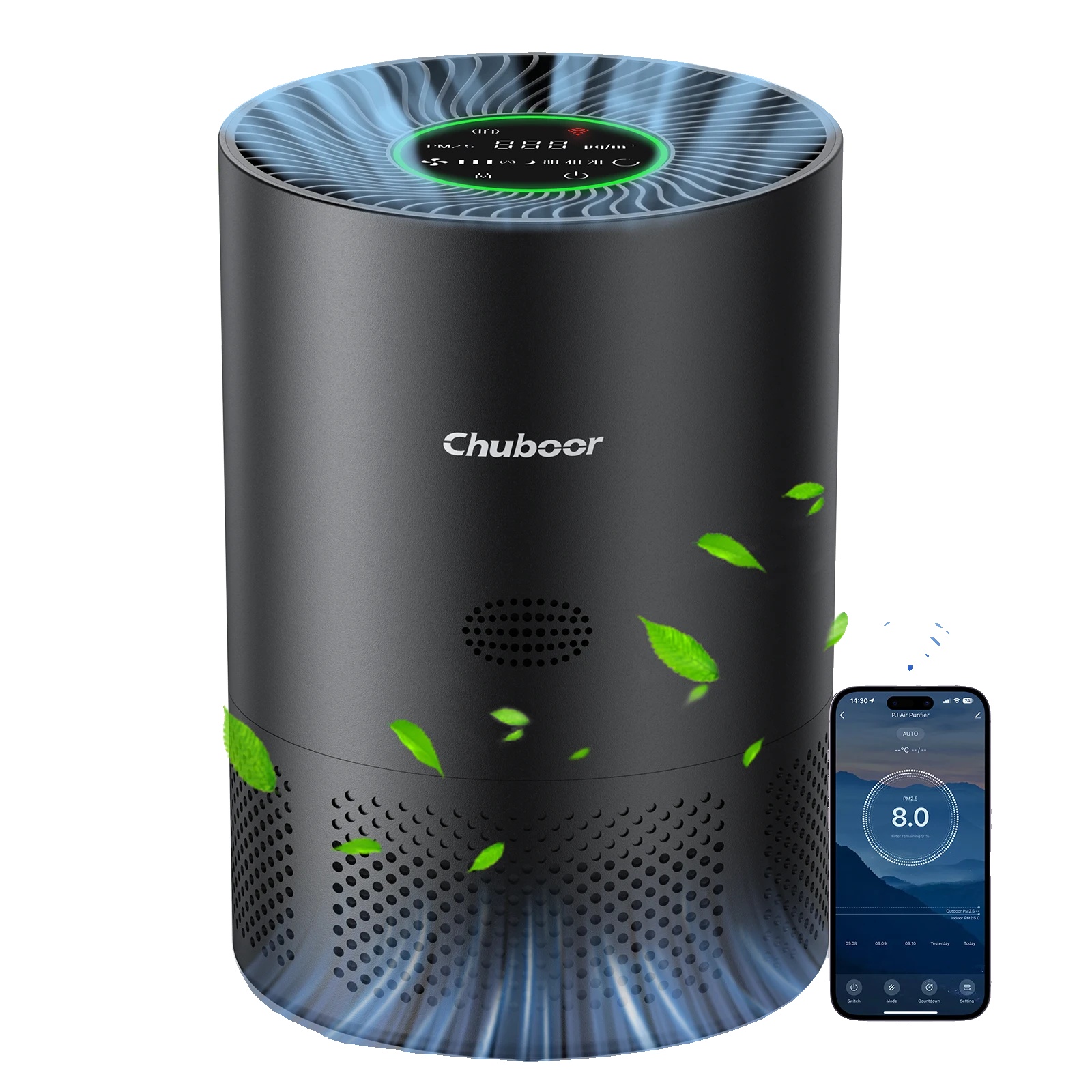 Luftreiniger, Echter H13 Hepa-filter, Intelligente Wi-fi-steuerung, Schwarz-wifi, 2.3kg-a