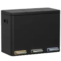 Mülltonne, Edelstahl, 3 Fächer, Schwarz, 3x 15l (45l)-b