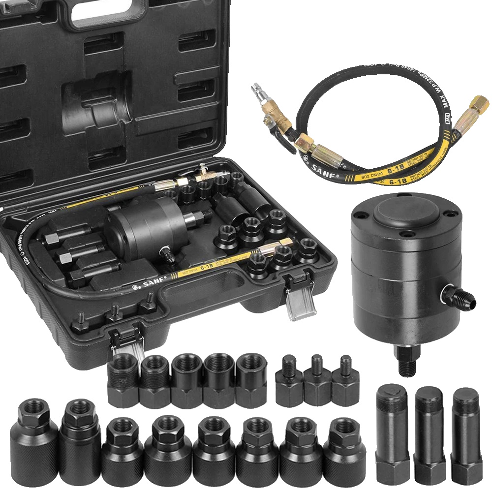Pneumatisches Diesel-injektor-ziehen-werkzeugset, Robuste Stahlkonstruktion, Kompaktes Design, 19 Vielseitige Adapter, 5–8 Bar Betriebsdruck, Breite
