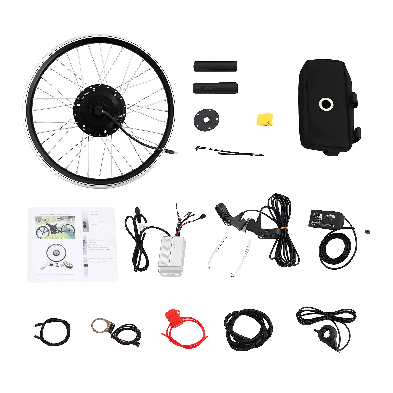 E-bike Umbausatz, Bürstenloser Motor, Vorderes Rad Kompatibel, Schwarz