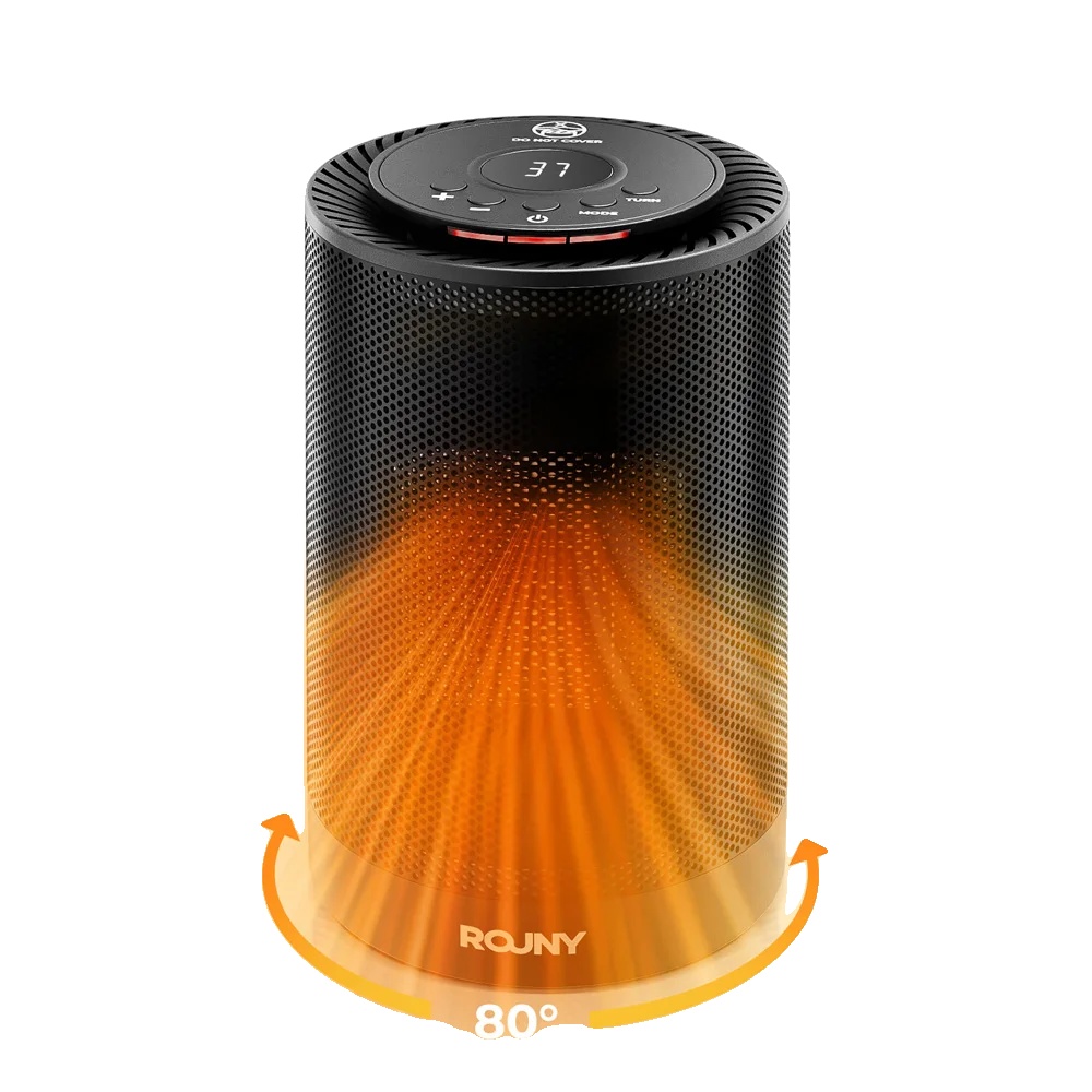 Elektrischer Raumheizer, Oszillierendes Design, Einstellbares Thermostat, Schwarz, Eu, 1200w
