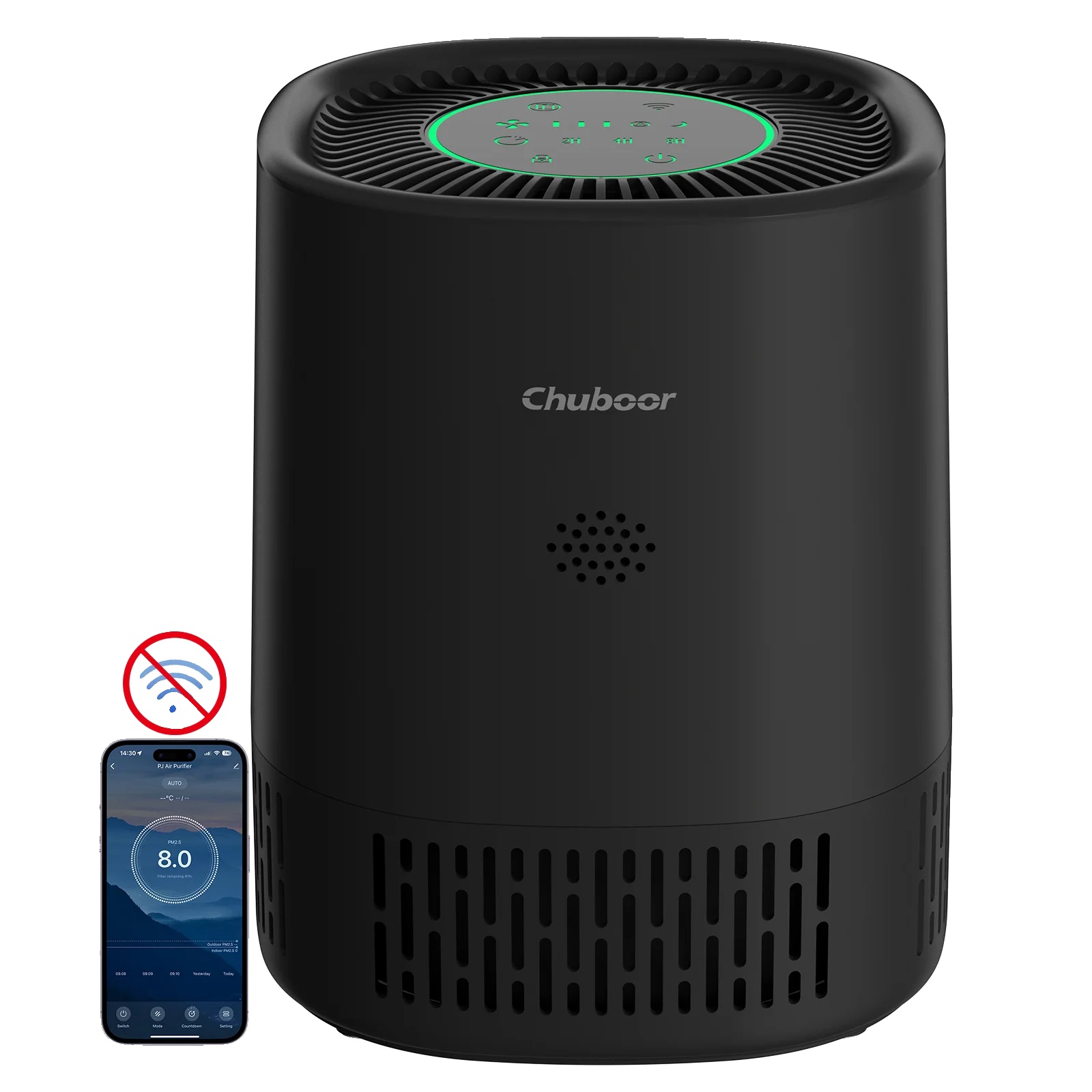 Luftreiniger, H13 Hepa-filter, Intelligente Steuerungsfunktion, Schwarz-kein Wlan, 1.5kg-a