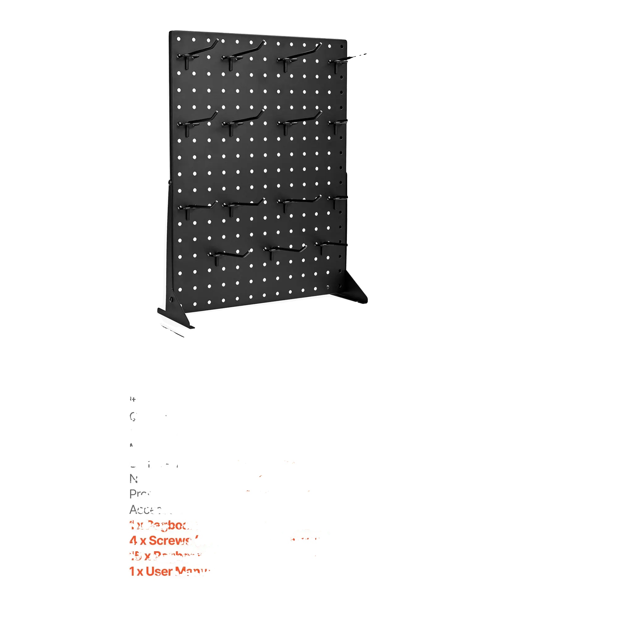 Pegboard-displayständer, Stahlkonstruktion, Einfache Montage, 1 Set