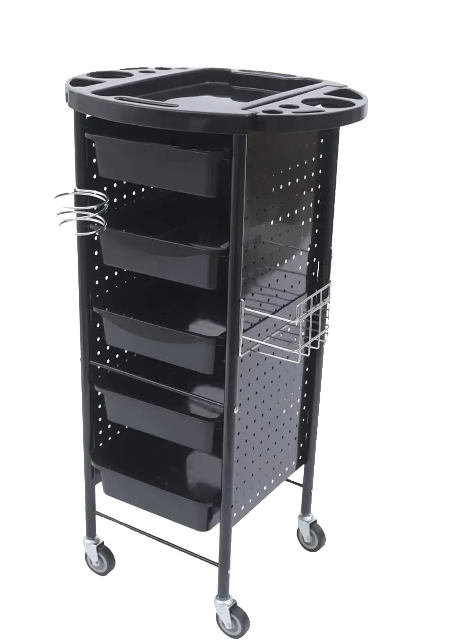 Friseurtrolley, 6-stufiges Design, Sanft Rollende Räder, Schwarz