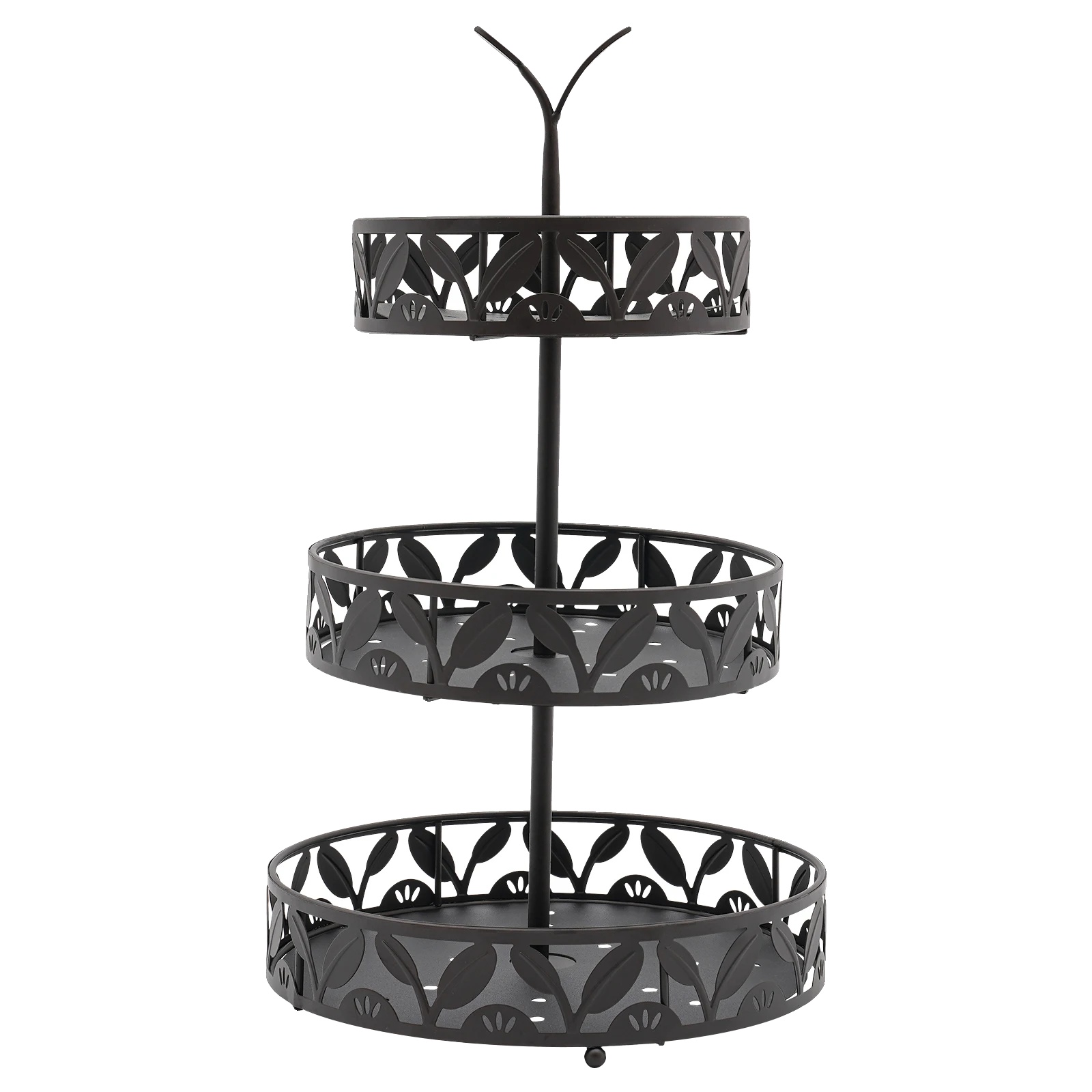 Obstschalenhalter, 3-stufiges Design, Langlebige Eisenkonstruktion, Schwarz