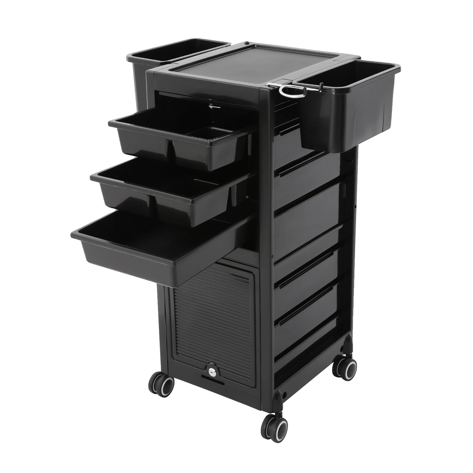 Salonwagen, Mobiler Organizer, Reichlich Stauraum, Schwarz