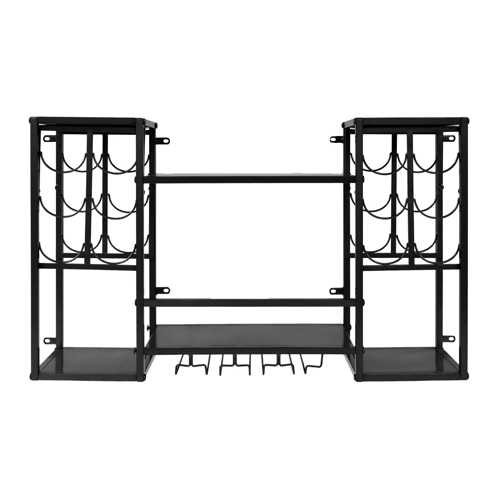 Weinregal, Modernes Design, Wandmontiert, Schwarz