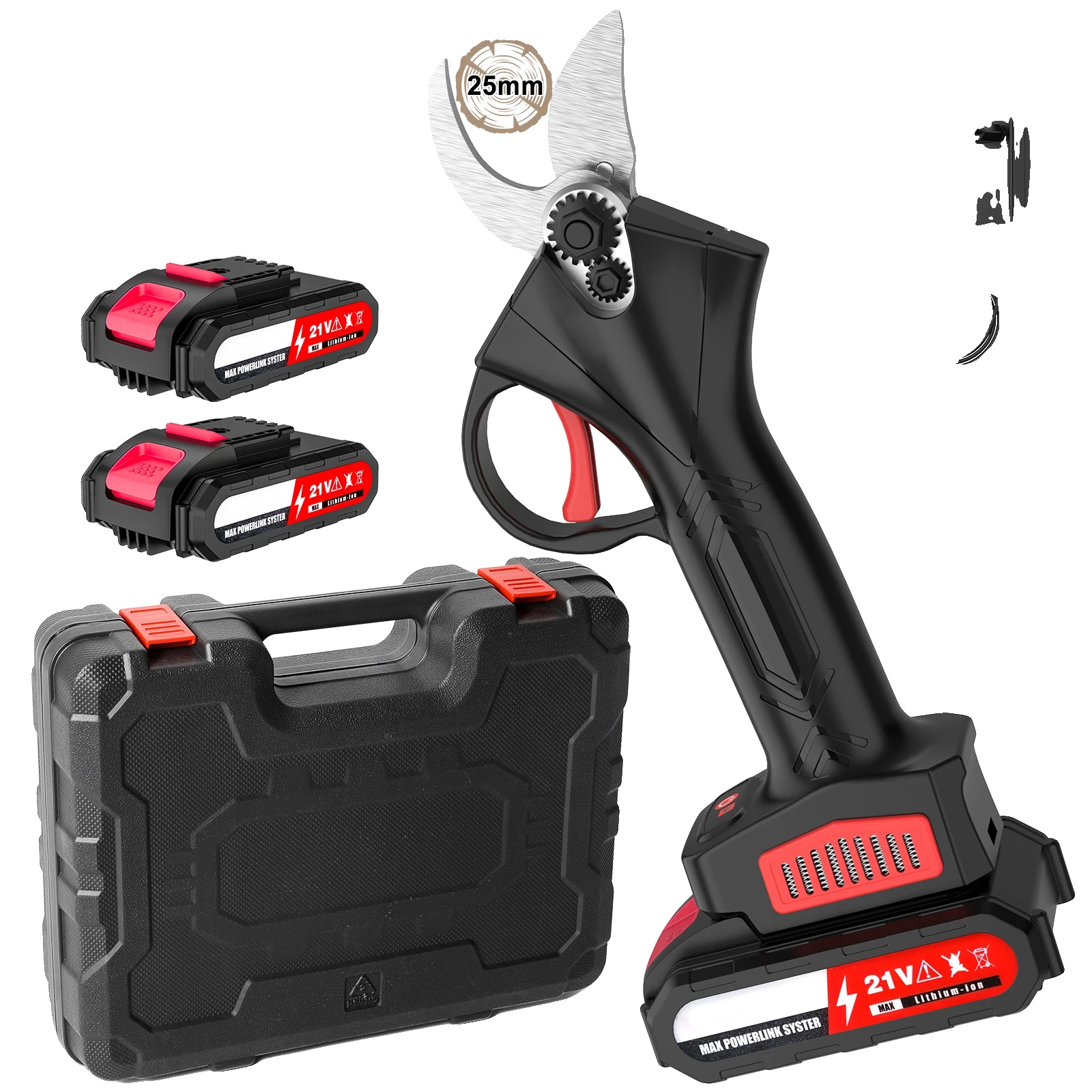Elektrische Baumschneider, 21v Akku-power, Leichtes Design, 2 Batterien
