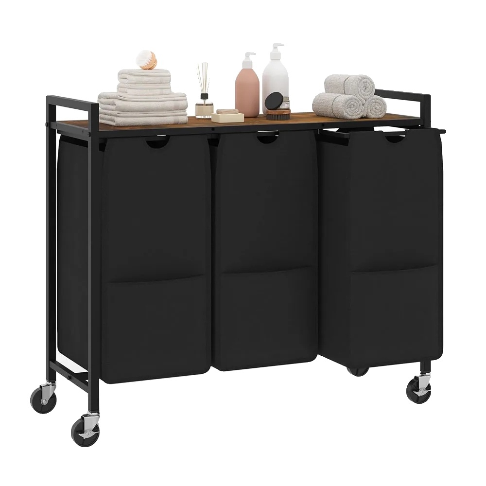 Wäschekorb, Abnehmbare Taschen, Praktisches Regal, 3 Taschen-120 L