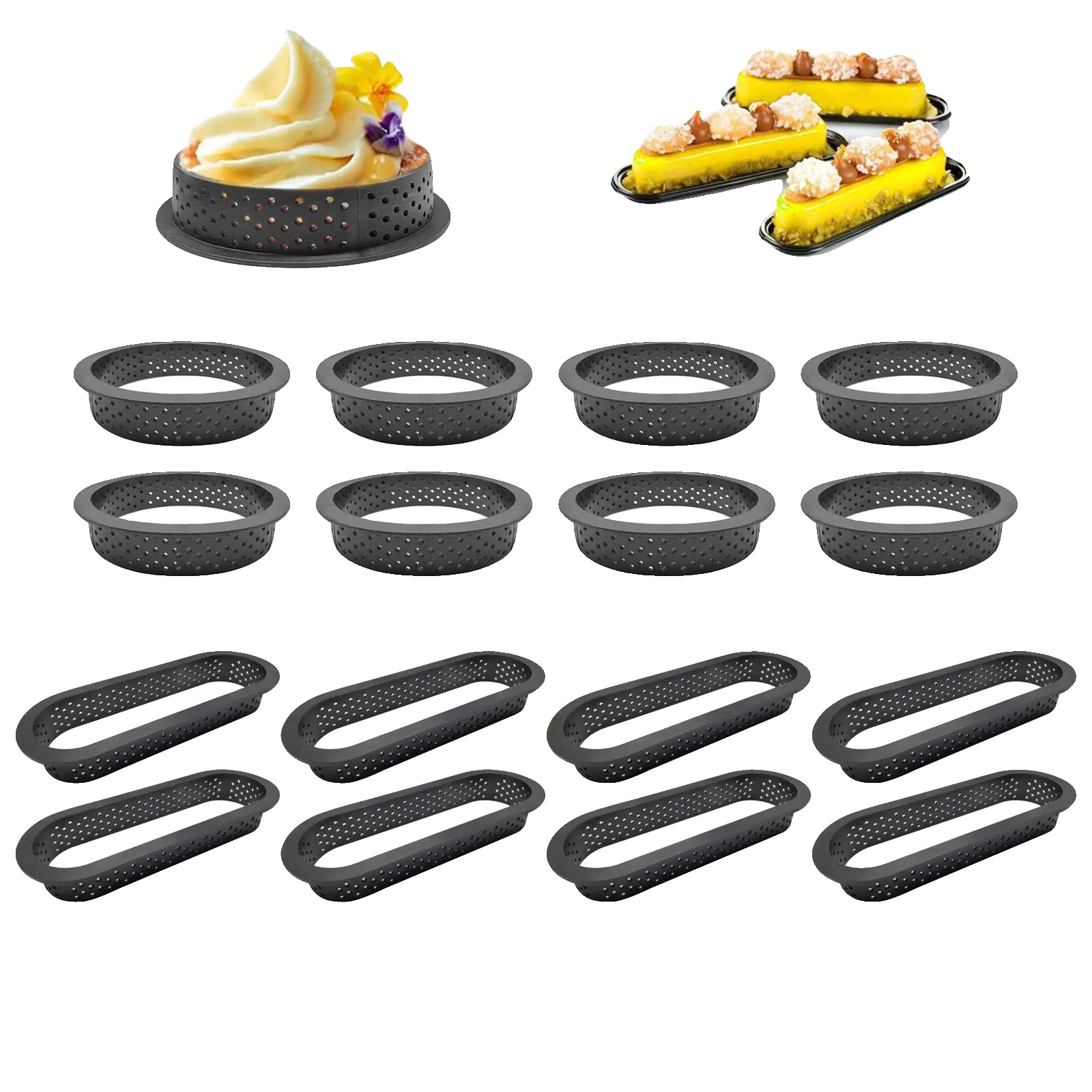 Kuchenform, Perforiertes Randdesign, Mehrere Backringe, A, A