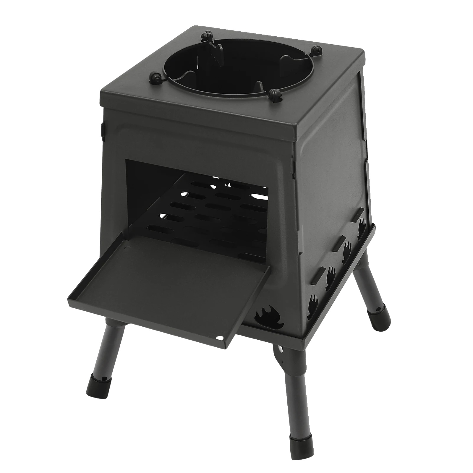 Holzofen, Tragbares Design, Multifunktionale Nutzung, Schwarz