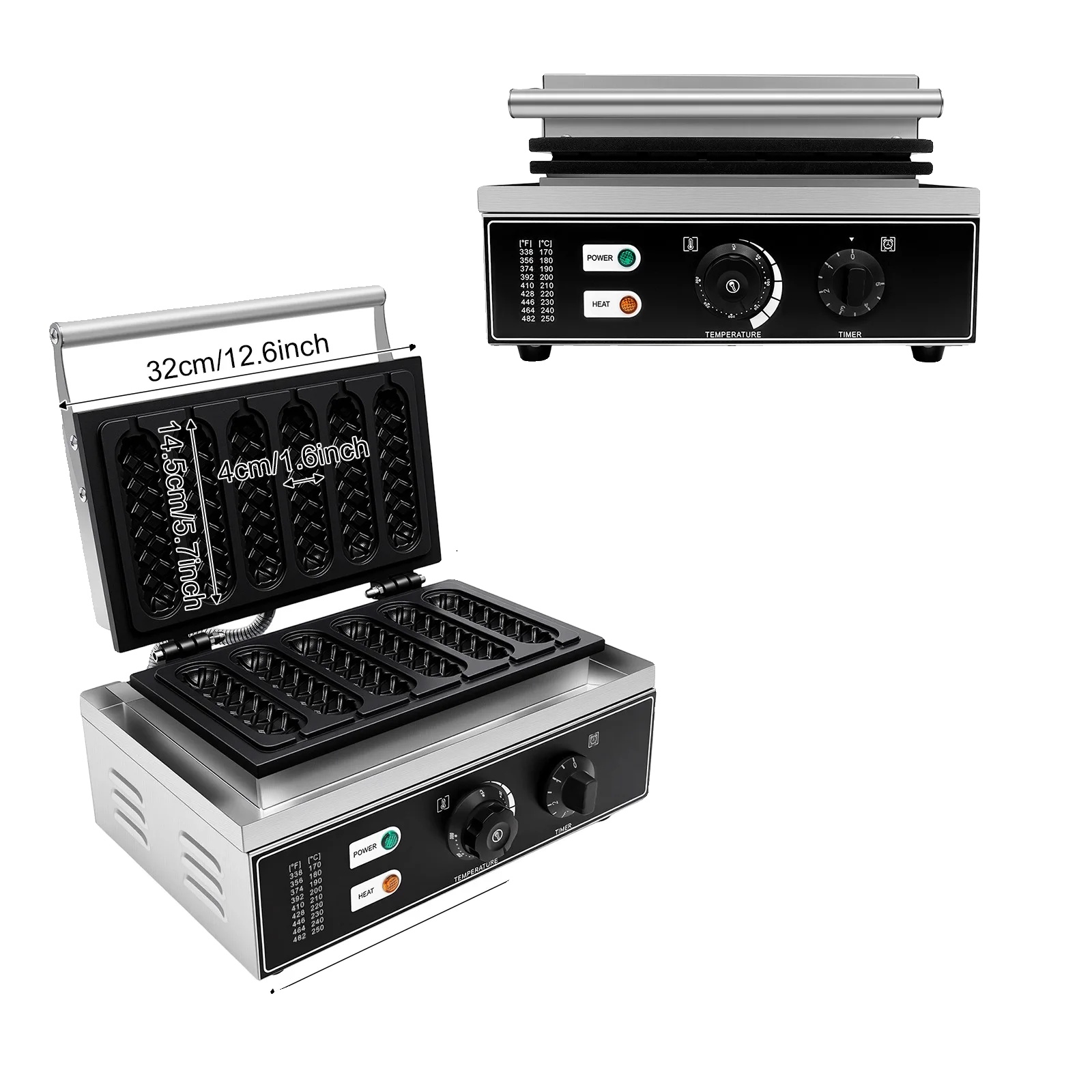 Hot Dog Maker, 6 Formen, Einstellbare Temperatur, Schwarz