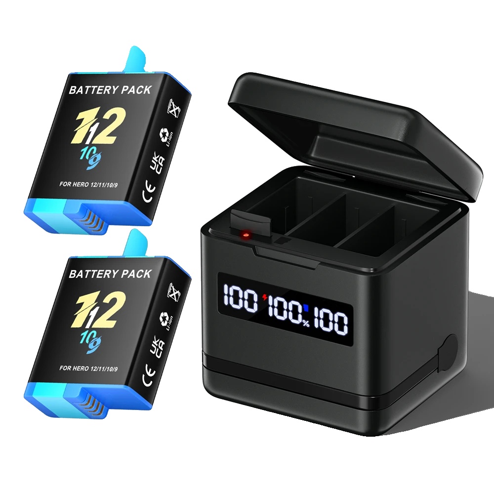 Kameraakku, 2000mah Kapazität, Schnellladegerät Mit Lcd, 2 Batterien 1 Ladegerät