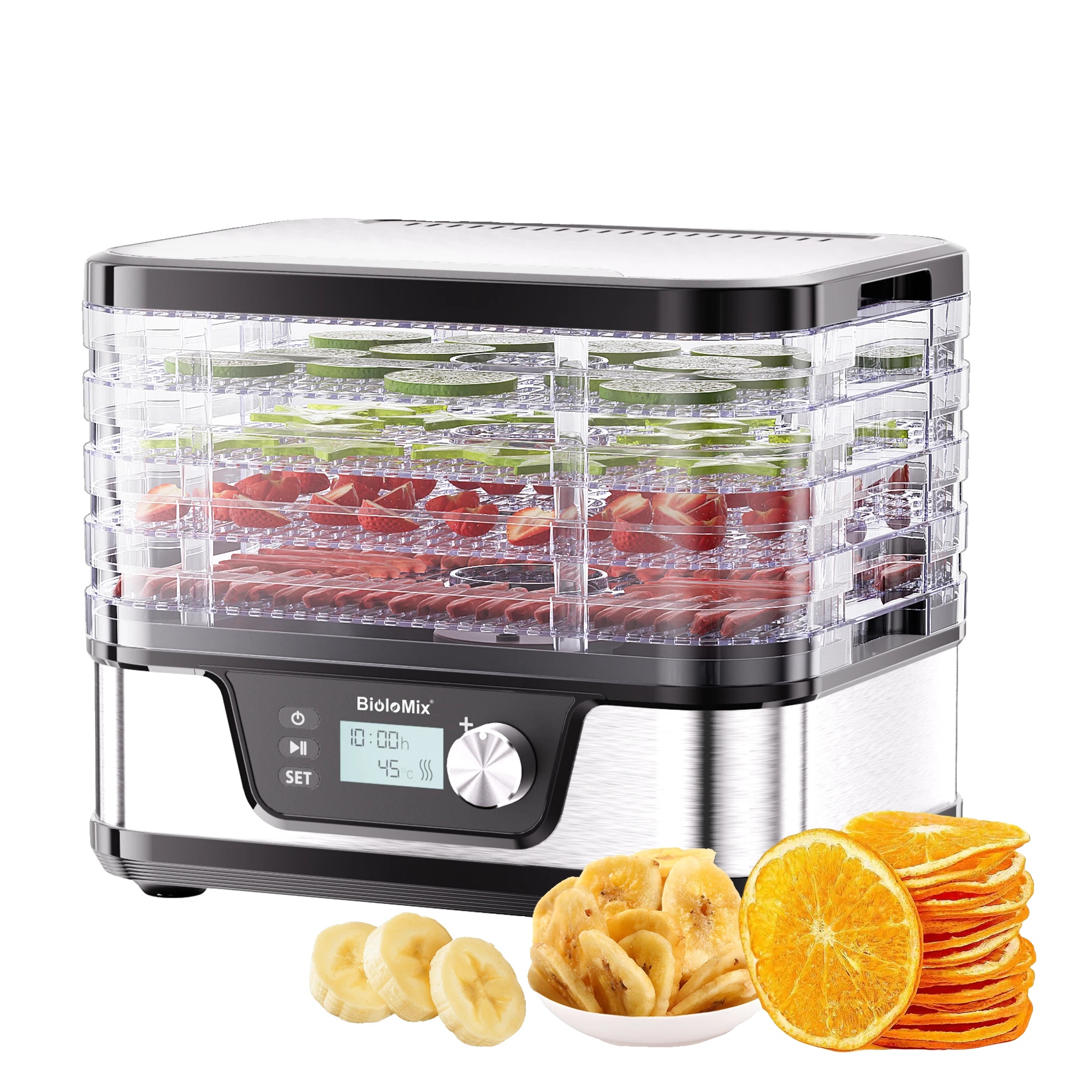 Lebensmittel-dehydrator, 5 Bpa-freie Tabletts, Digitaler Timer & Temperaturregelung, Bfd1300, Eu