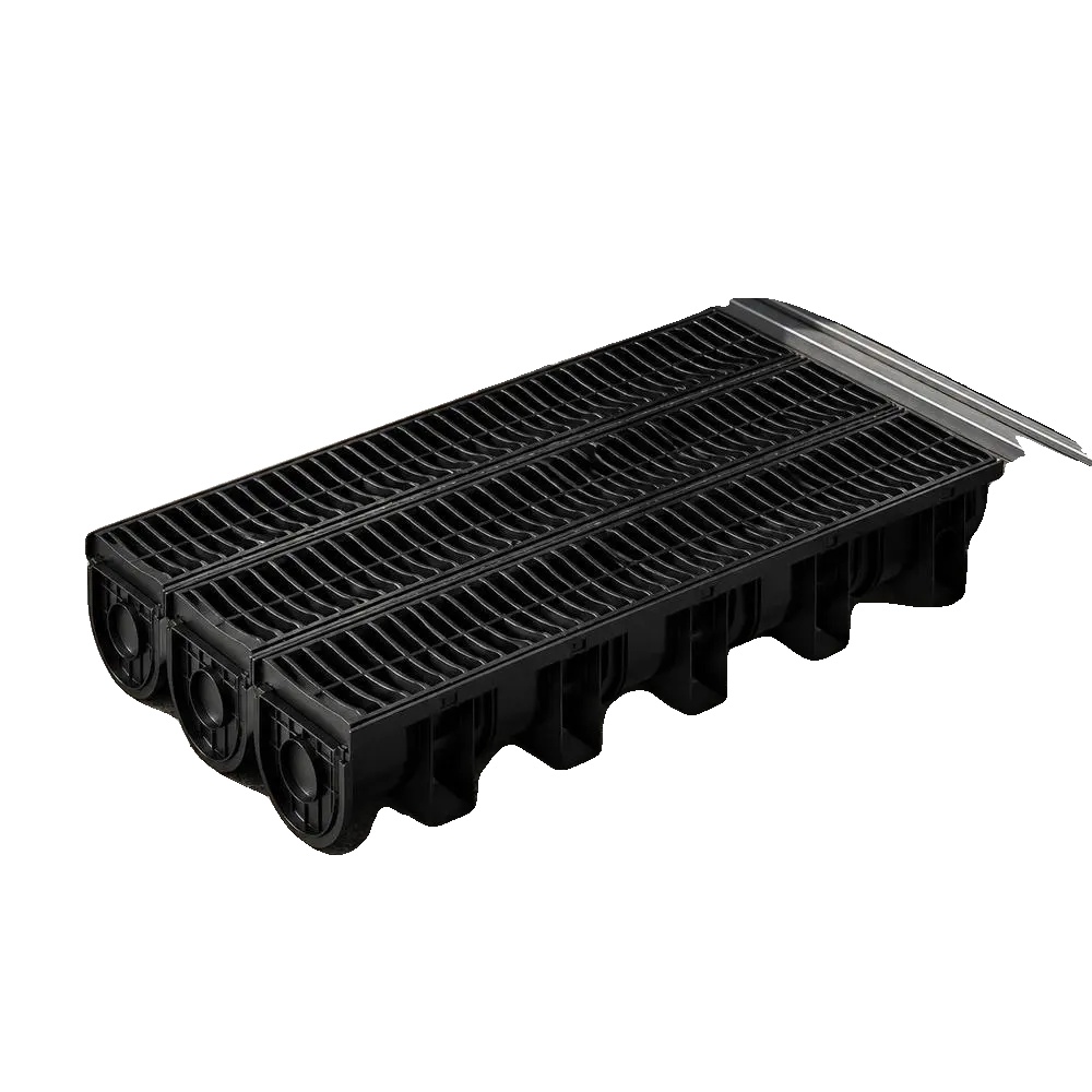 Linearschachtentwässerung, 15 Cm Breite, 13 Cm Höhe, 100 Cm Länge, Hdpe-kunststoff, 3 Stück Mit Gittern