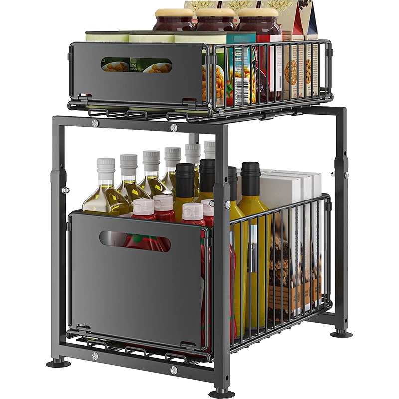 Unter-sink-organizer, Metallmaterial, Höhenverstellbares Design, Geeignet Für Den Einsatz In Schränken, Glatte Ausziehschubladen, Robuste Konstruktion