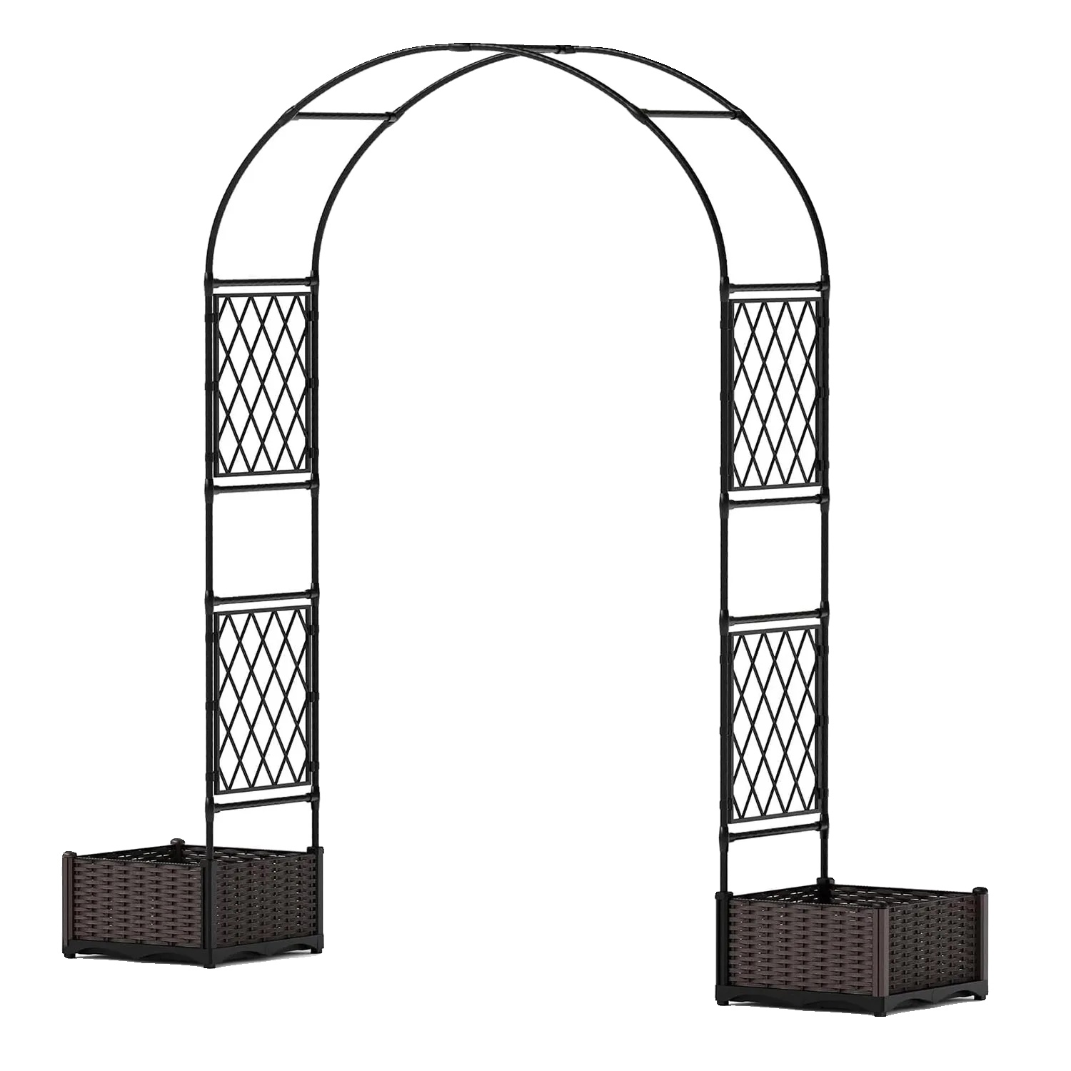 Gartenbogen, Pe-beschichteter Metallrahmen, Pflanzkästen Enthalten, Schwarz-a, Klein