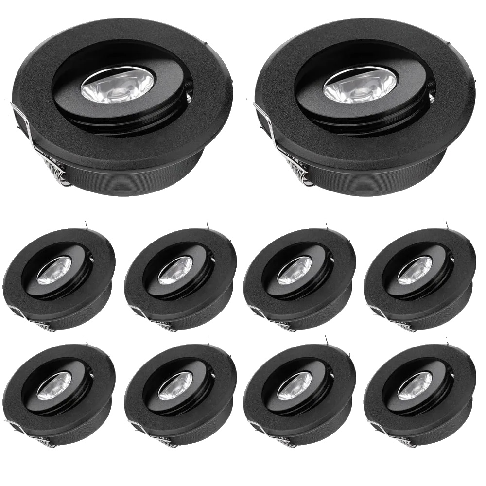 Downlight, Mini-einbau-design, Warmweißes Led, Schwarzer Körper, Warmweiß 3000k, 3w