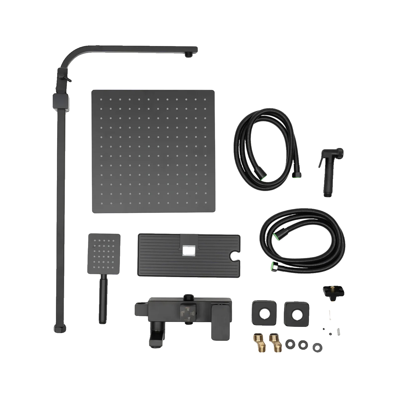 Duschsystem, Verstellbare Höhe, Modernes Design, Schwarz