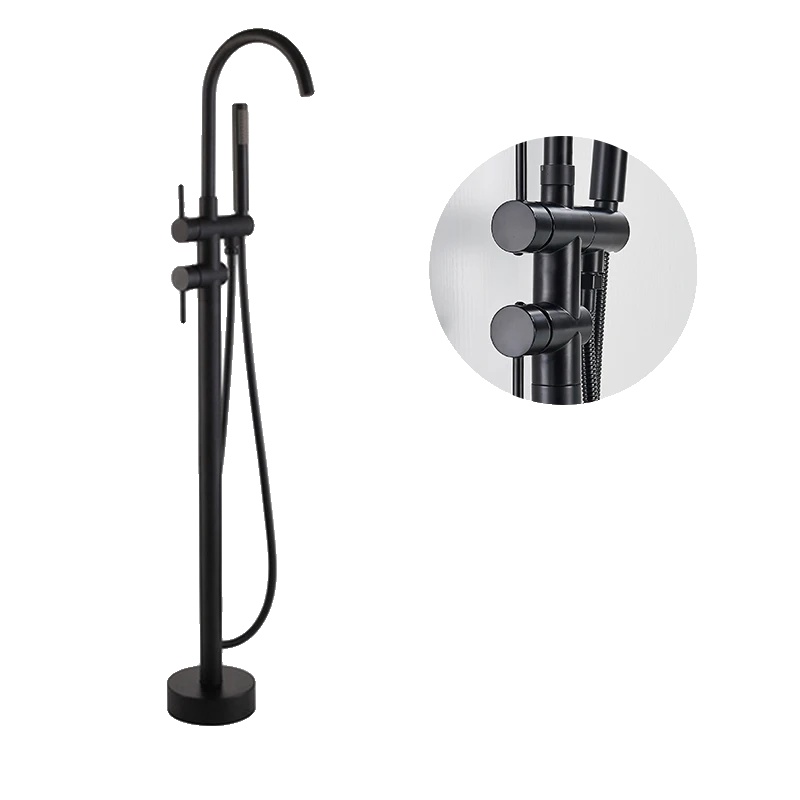 Waschbeckenarmatur, Freistehendes Design, Warm- Und Kaltwasser-mischer, Matte Schwarz A