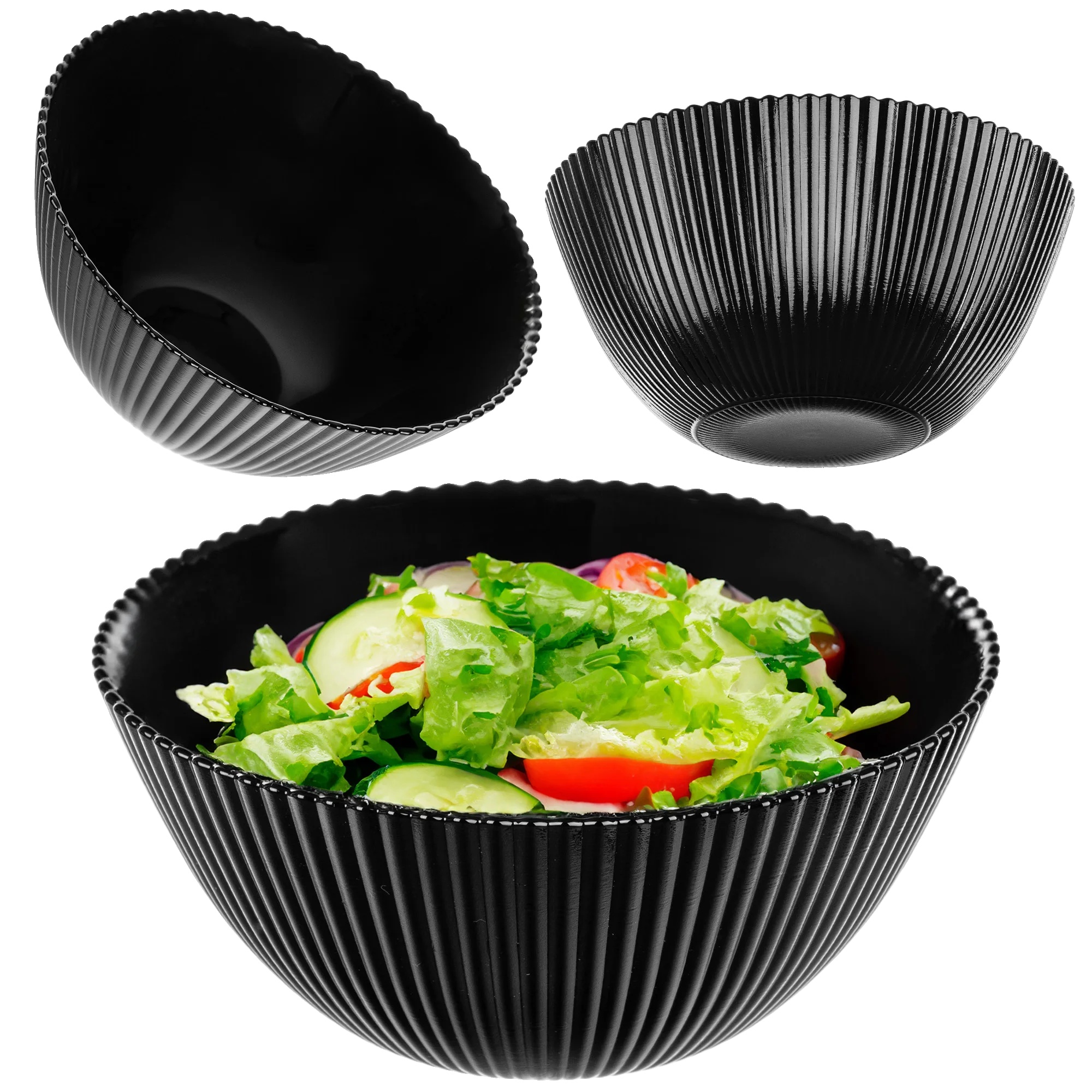 Salatschüssel, Glasmaterial, 15,2 Cm Durchmesser, Geeignet Für Verschiedene Gerichte, Elegante Schwarze Oberfläche, Ce / Eu Zertifiziert