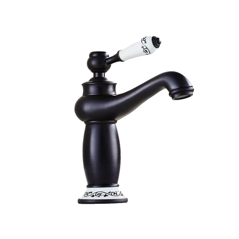 Waschtischarmatur, Elegantes Design, Hohe Durchflussrate, Schwarz, Messing