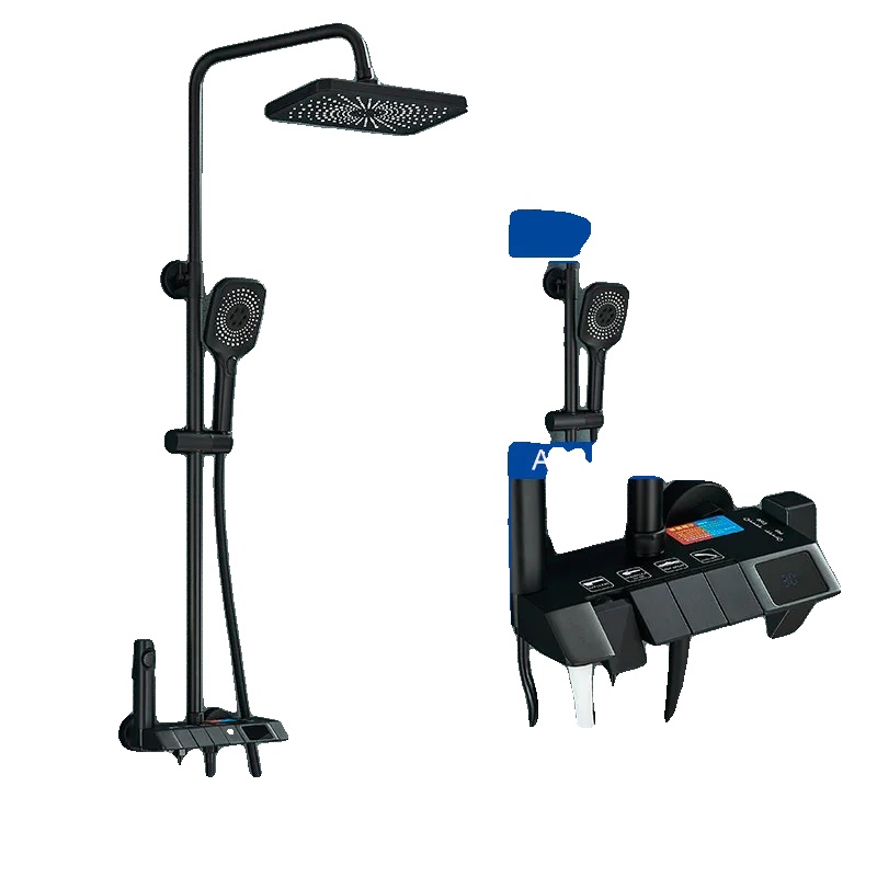 Duscharmatur Set, Modernes Design, Einfache Installation, Schwarz A1-2