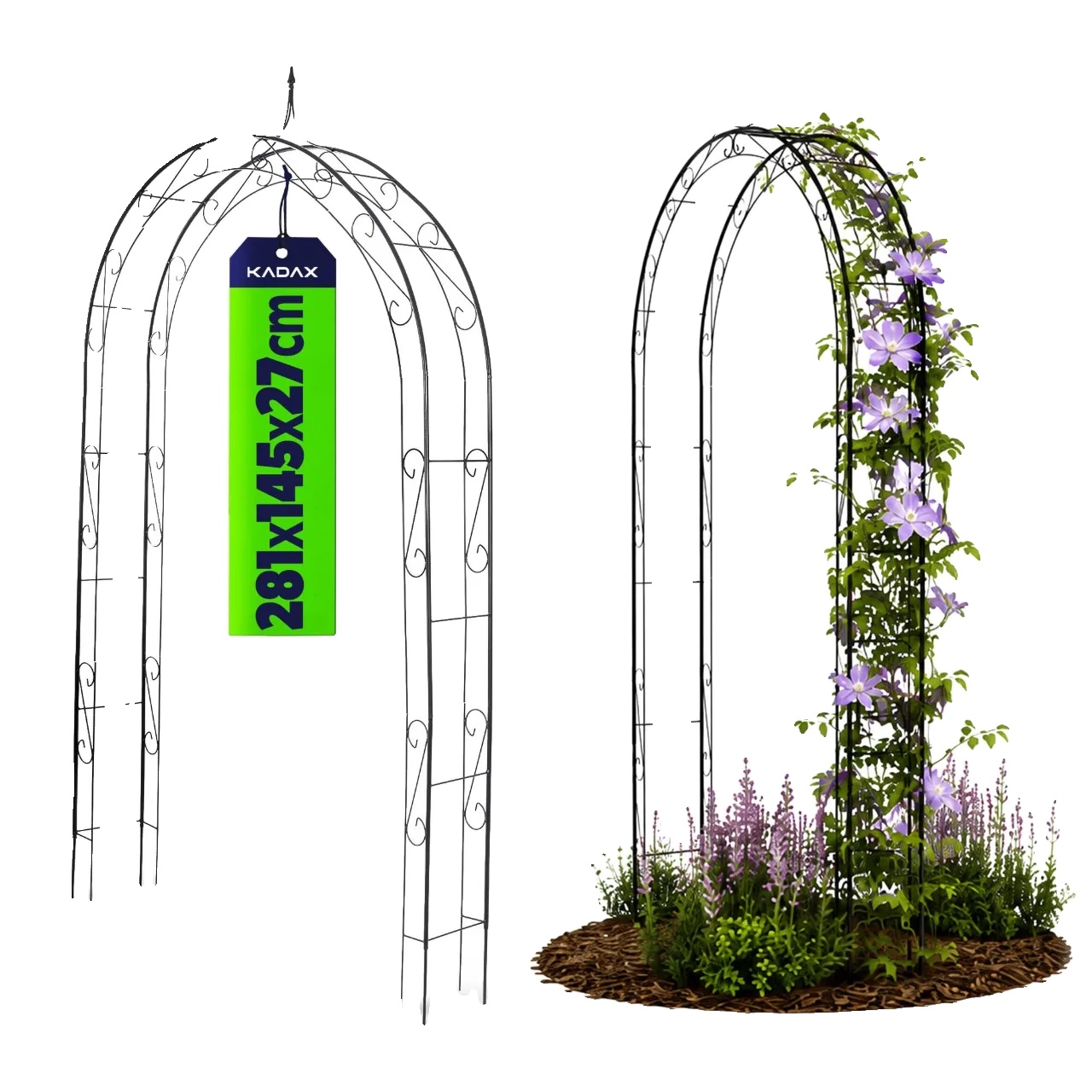 Gartenpergola, Metallbogen-design, Unterstützt Kletterpflanzen, Schwarz