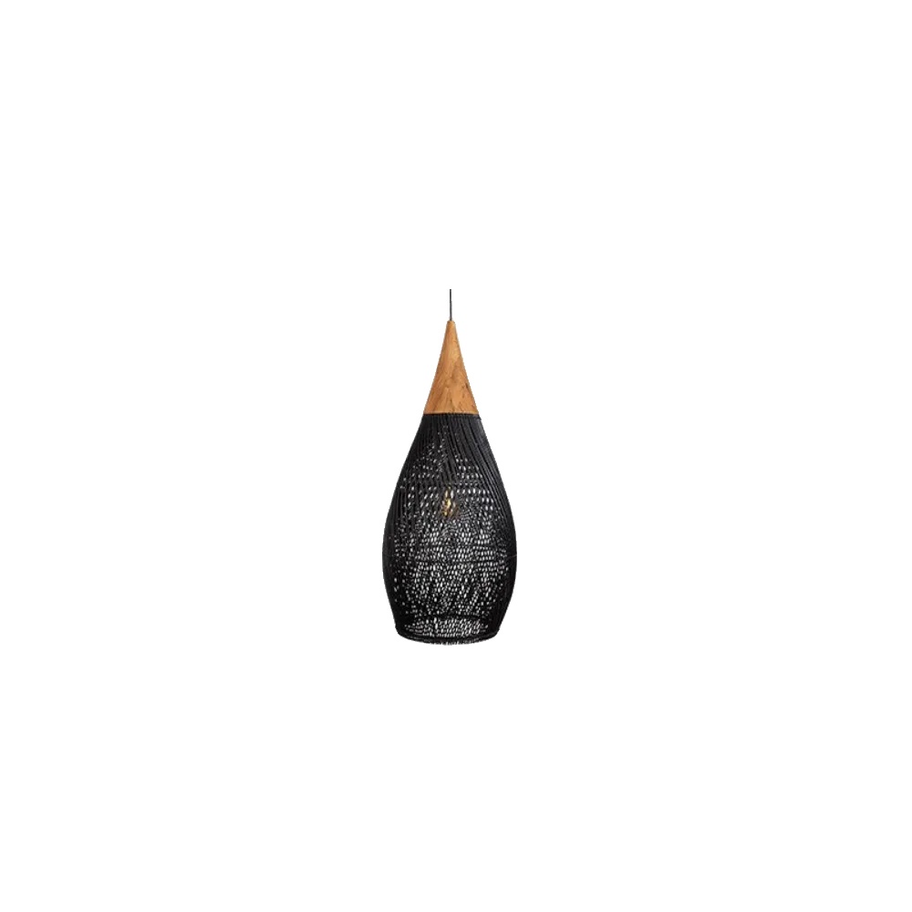 Kronleuchter, Handgefertigter Rattan, Art Deco Design, D25xh50cm Schwarz, Keine Glühbirne-b
