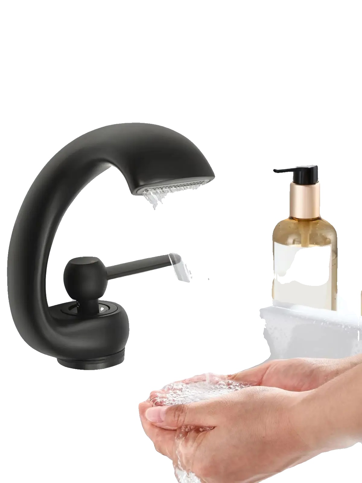 Wasserfall-wasserhahn, Modernes Design, Einhebelbedienung, Schwarz
