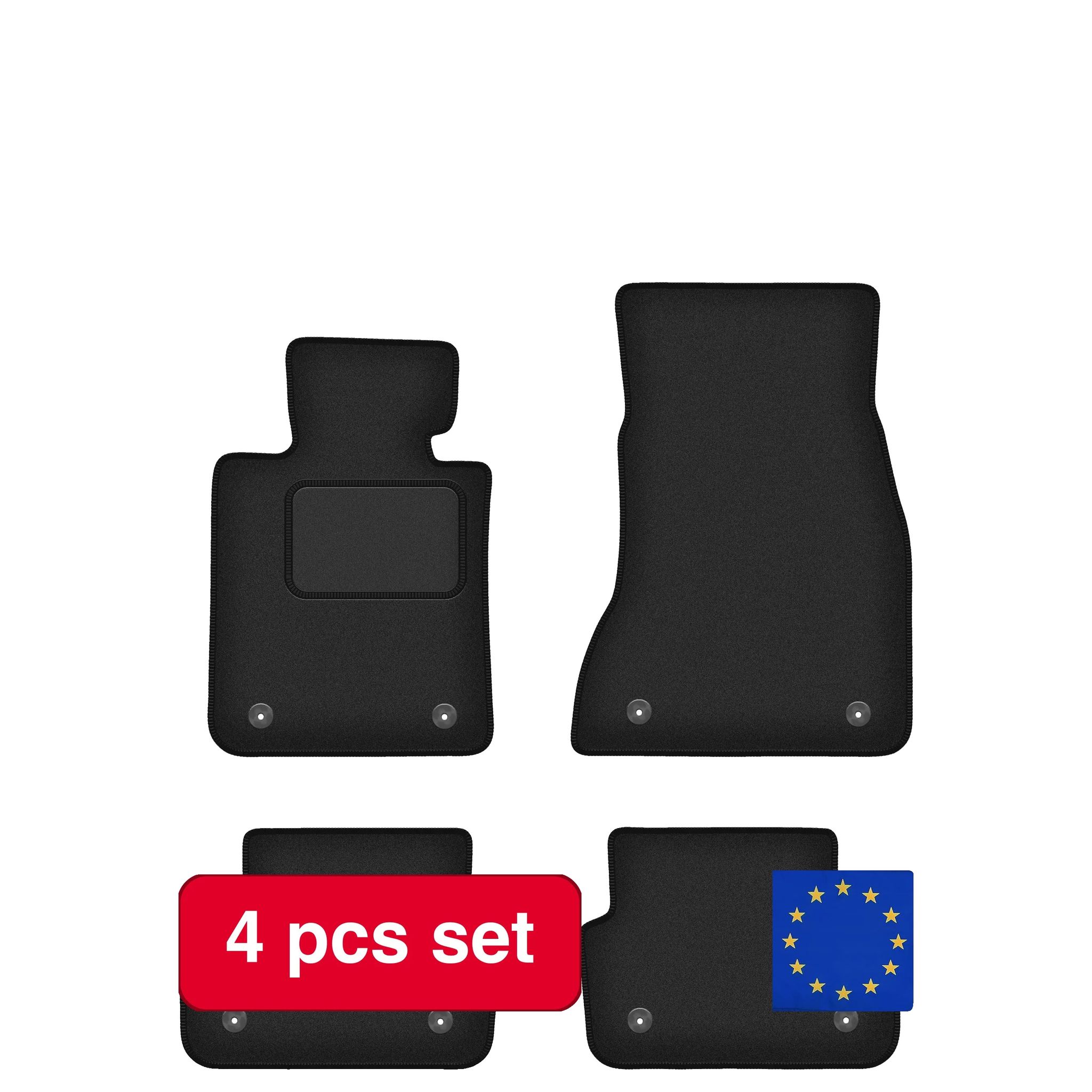 Bodenmatten, Luxusdesign, Maßgeschneiderte Passform, Schwarz