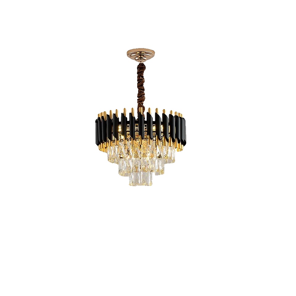 Kronleuchter, Höhenverstellbar, Mehrstufiges Kristall-design, Durchmesser 45cm, 3-farben-dimmung-a