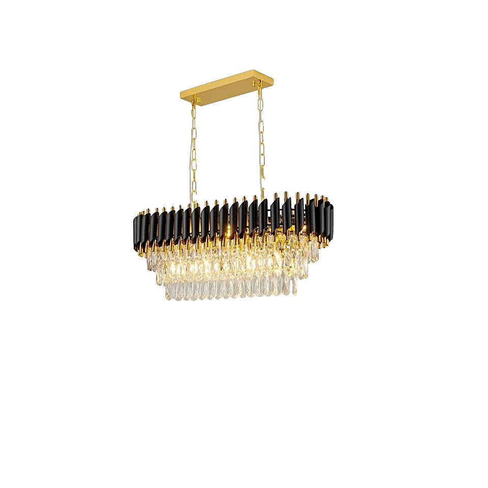 Kronleuchter, Höhenverstellbar, Mehrstufiges Kristall-design, Lang 82cm, 3-farben-dimmung-b