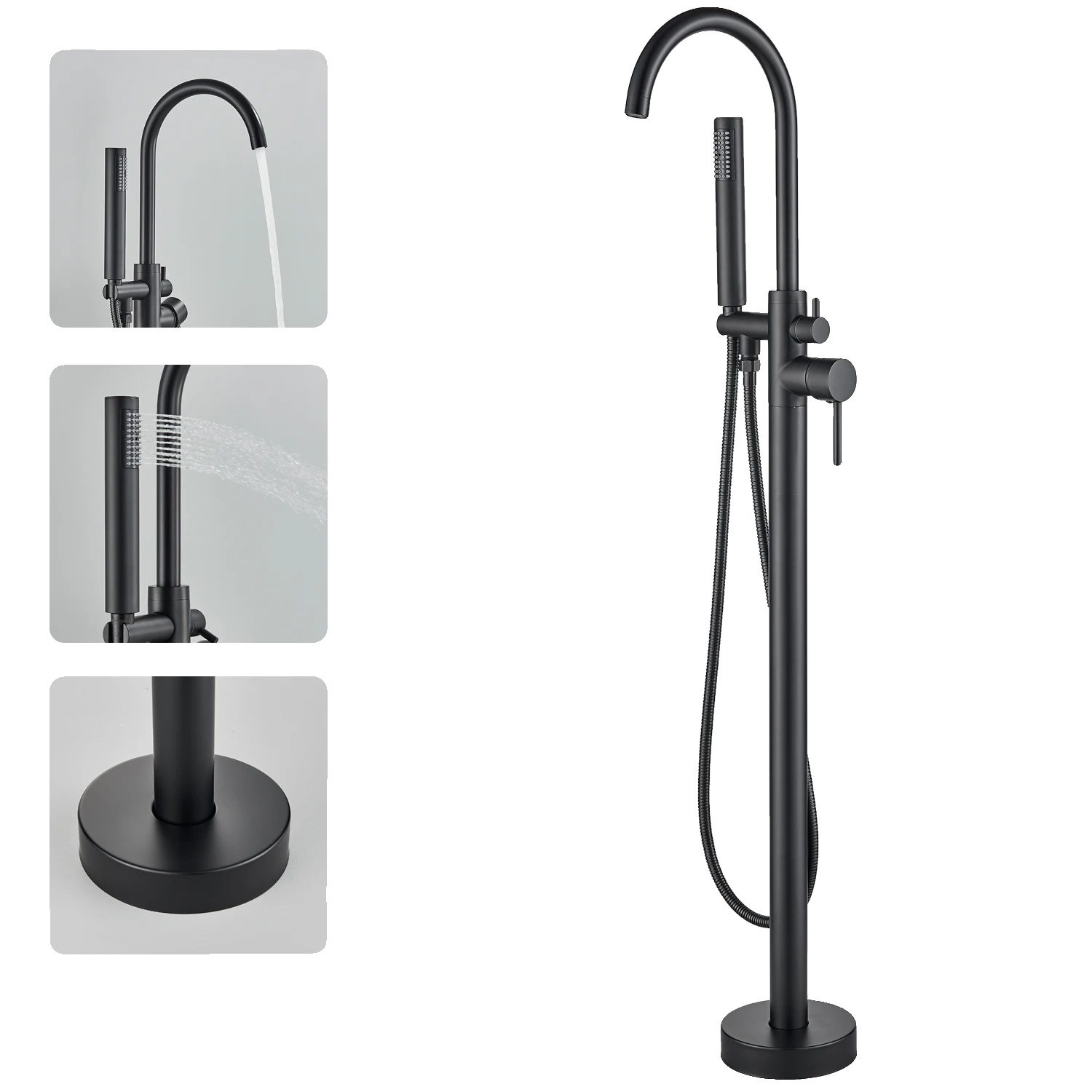 Badewannenarmatur, Dual-handle-steuerung, Hochwertige Materialien, Matte Schwarz