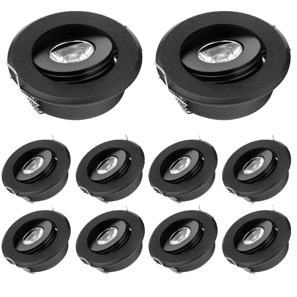 Led-deckenleuchte, Dimmbar, Energieeffizient, Schwarz 10stk, 3w Warmlicht 3000k