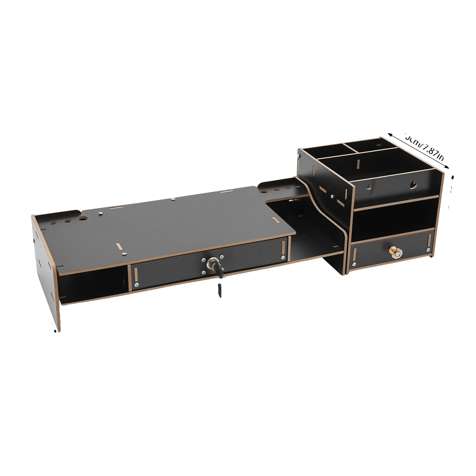 Computer Monitor Stand, Ergonomisches Design, Abschließbare Schublade, Schwarz