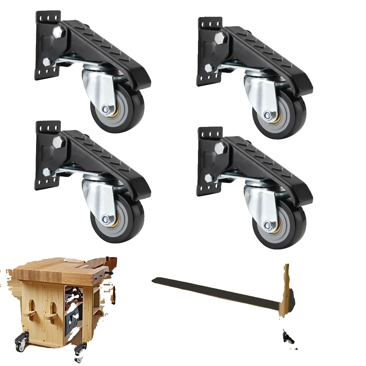 Möbelrollen, 65mm Raddurchmesser, 200kg Tragfähigkeit, 360 Grad Drehbar, Gehäusematerial Aus Stahl, 4 Stück