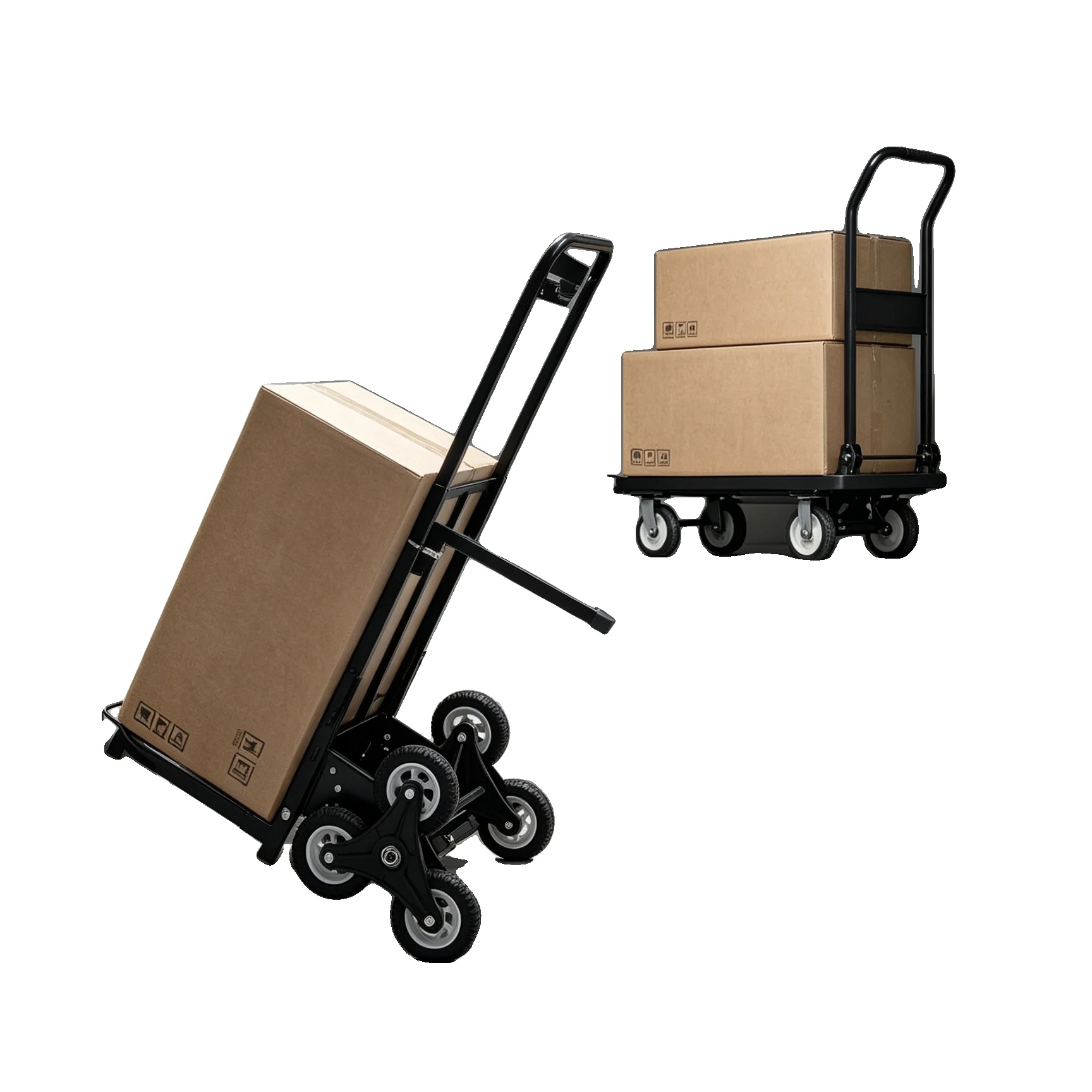 Treppe-kletterwagen, Maximalbelastung 210 Kg, 6 Richtungsräder, Faltbares Design, Armlehnenhöhe 73-114,5 Cm, Produktgröße 4625,5 Cm