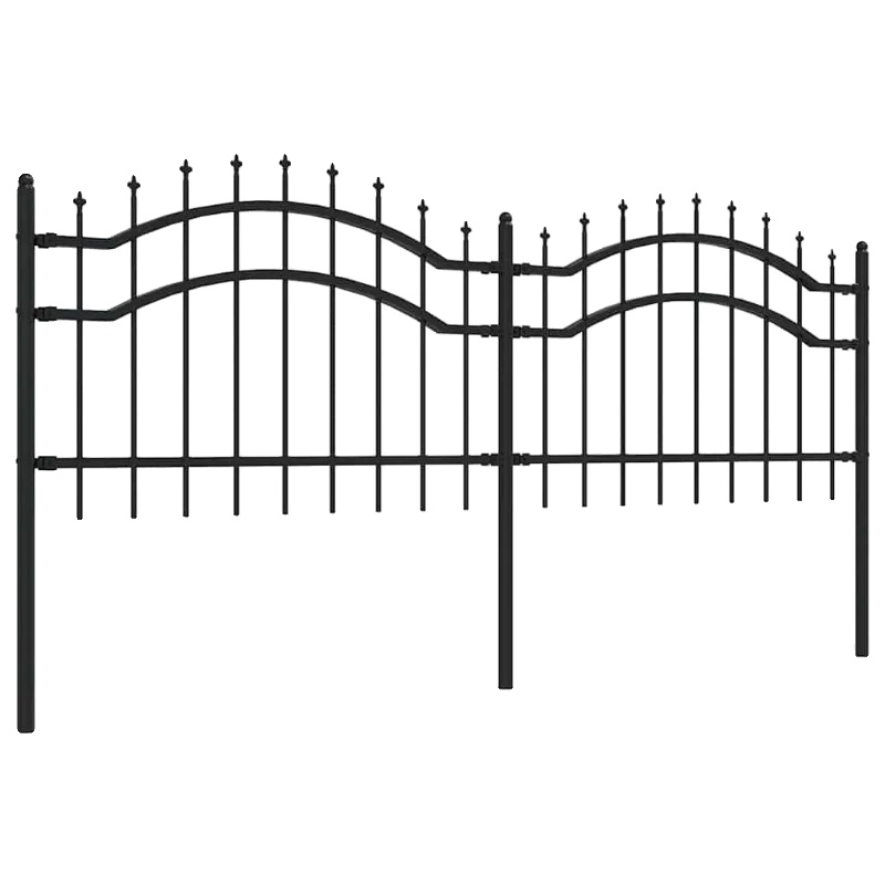 Gartenzaun, Spear Top Design, Robuste Stahlkonstruktion, Schwarz