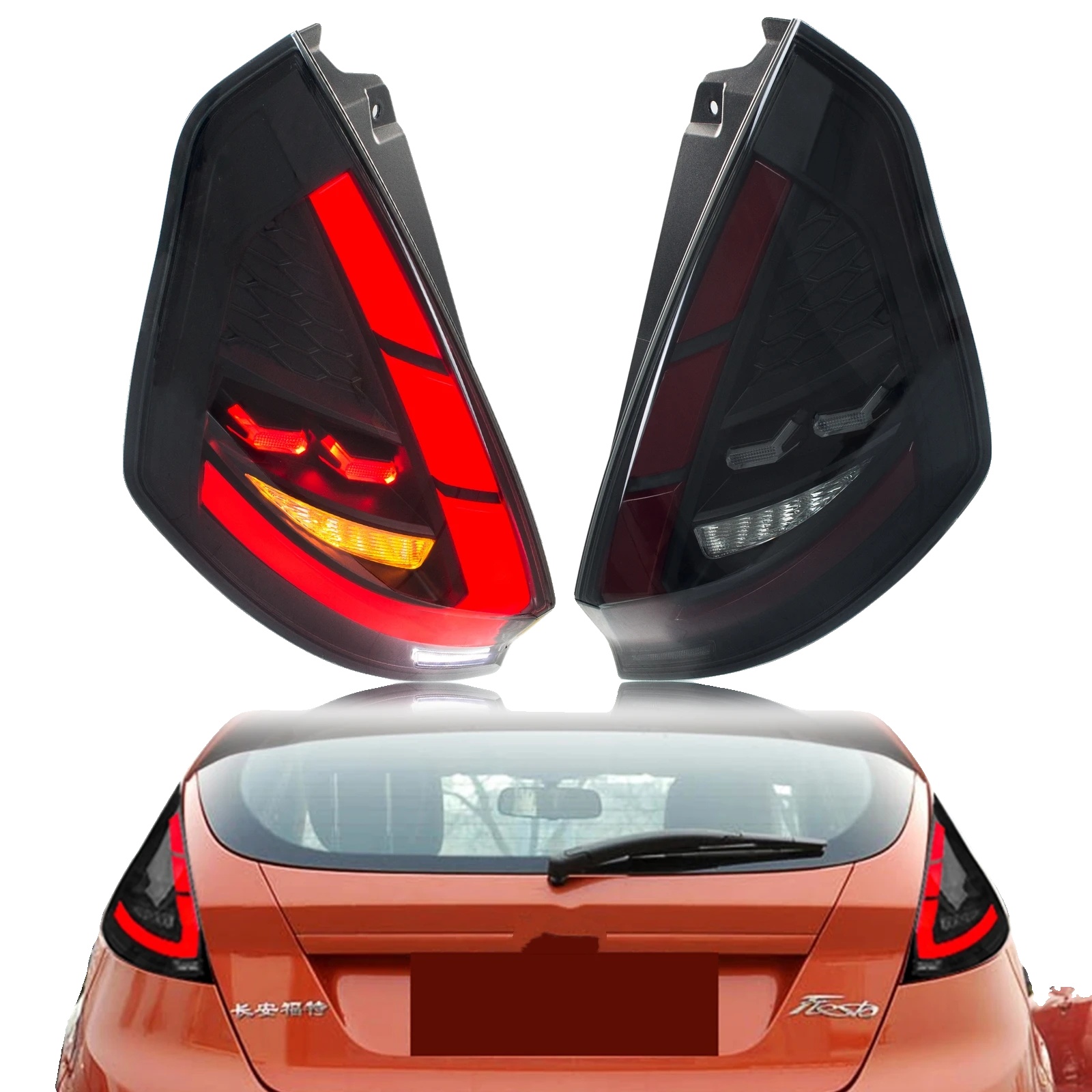 Led-rücklichtanbau, 35 Watt, 3400 Lumen, Ip67 Wasserdicht, Sequenzieller Blinker, Passend Für Ford Fiesta 2008-2017
