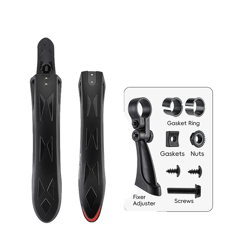 Fahrradschutzbleche, Reflektierendes Design, Verstellbarer Spritzschutz, Schwarz