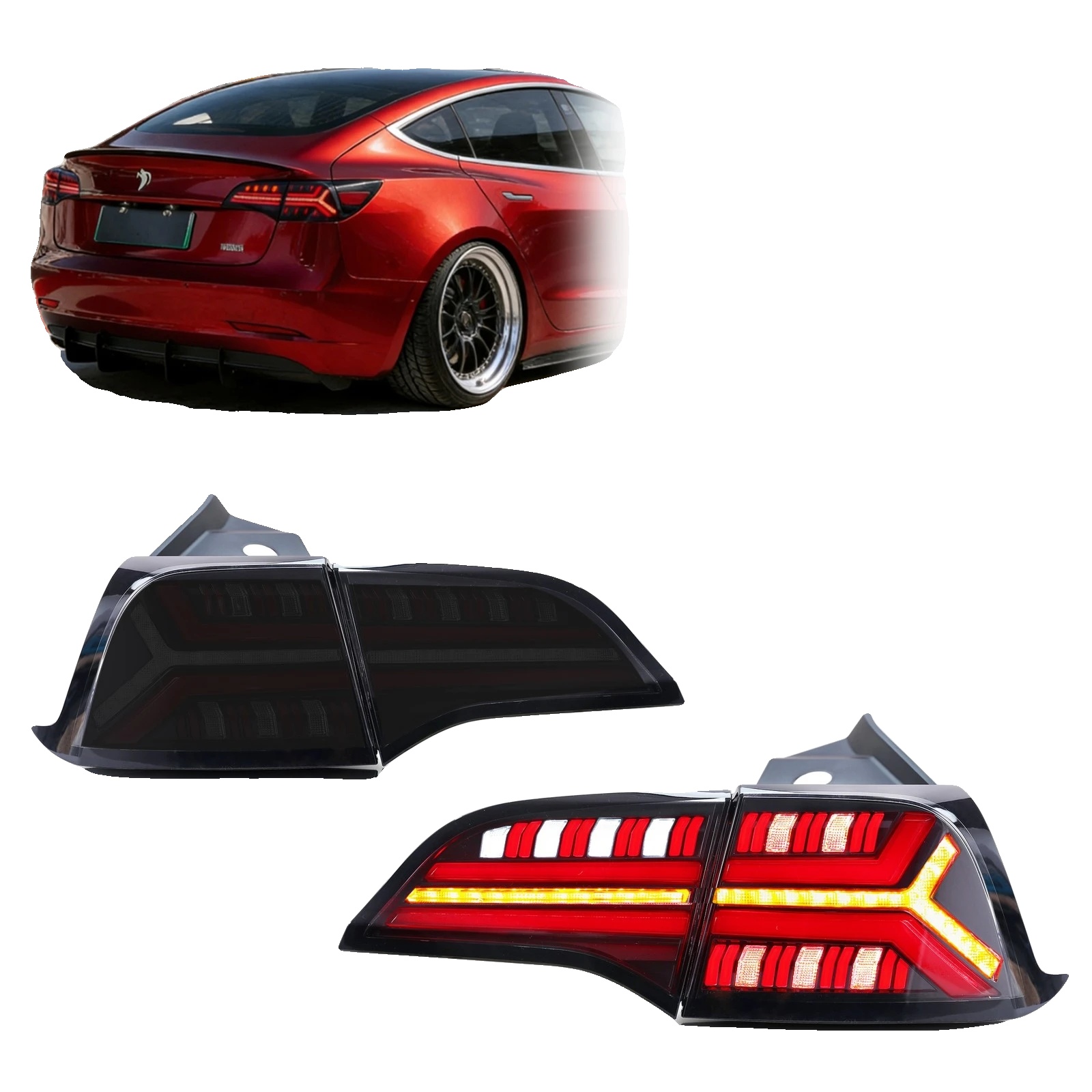 Led-rücklichter, Rauchiges Design, 3400 Lumen, 12 Volt, Plug-and-play-installation, Kompatibel Mit Tesla Model 3 Und Model Y