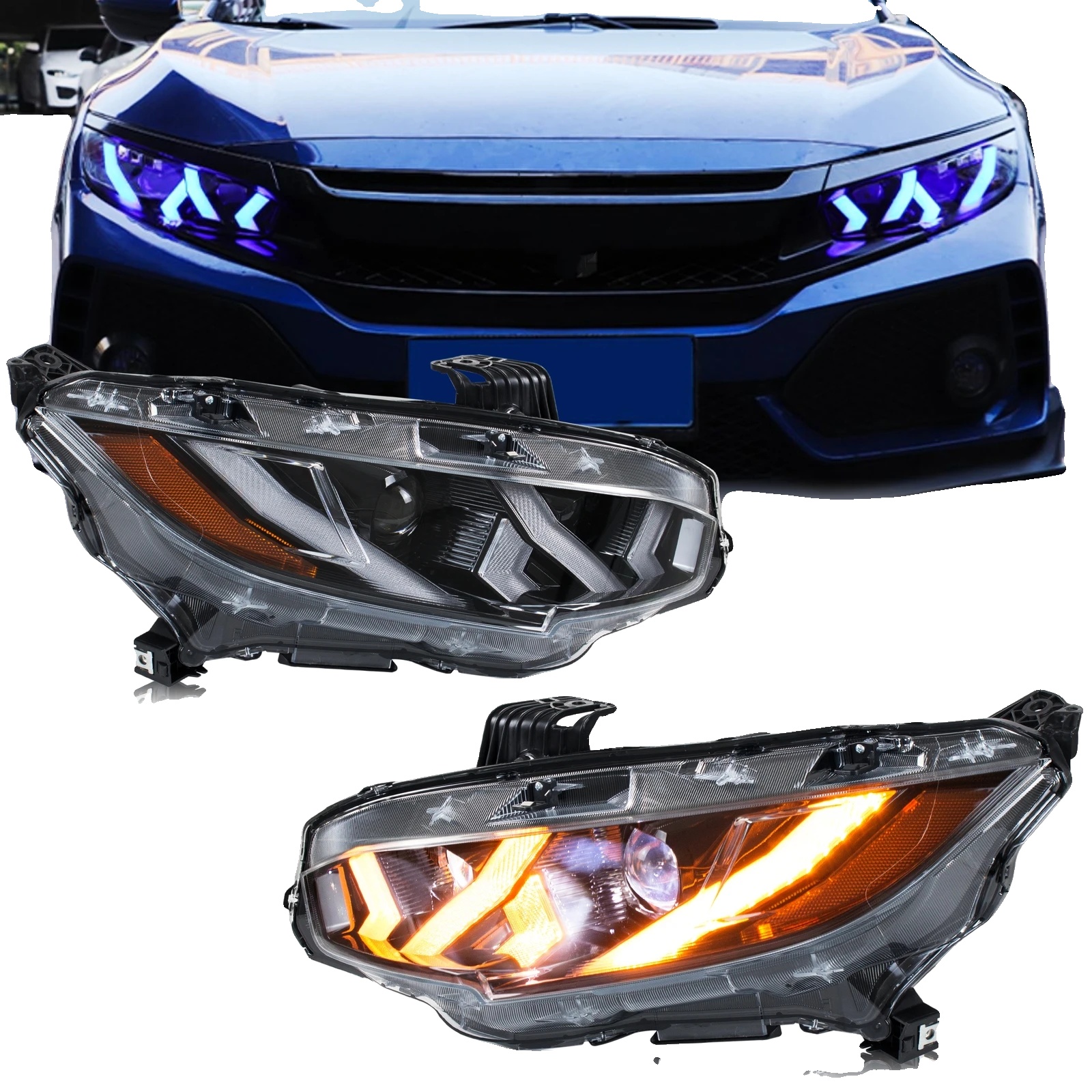 Scheinwerfereinheit, 12 V, Plug-and-play-installation, Sequenzielle Blinker, Kompatibilität Mit Civic X 2016-2021, Ce-zertifizierung