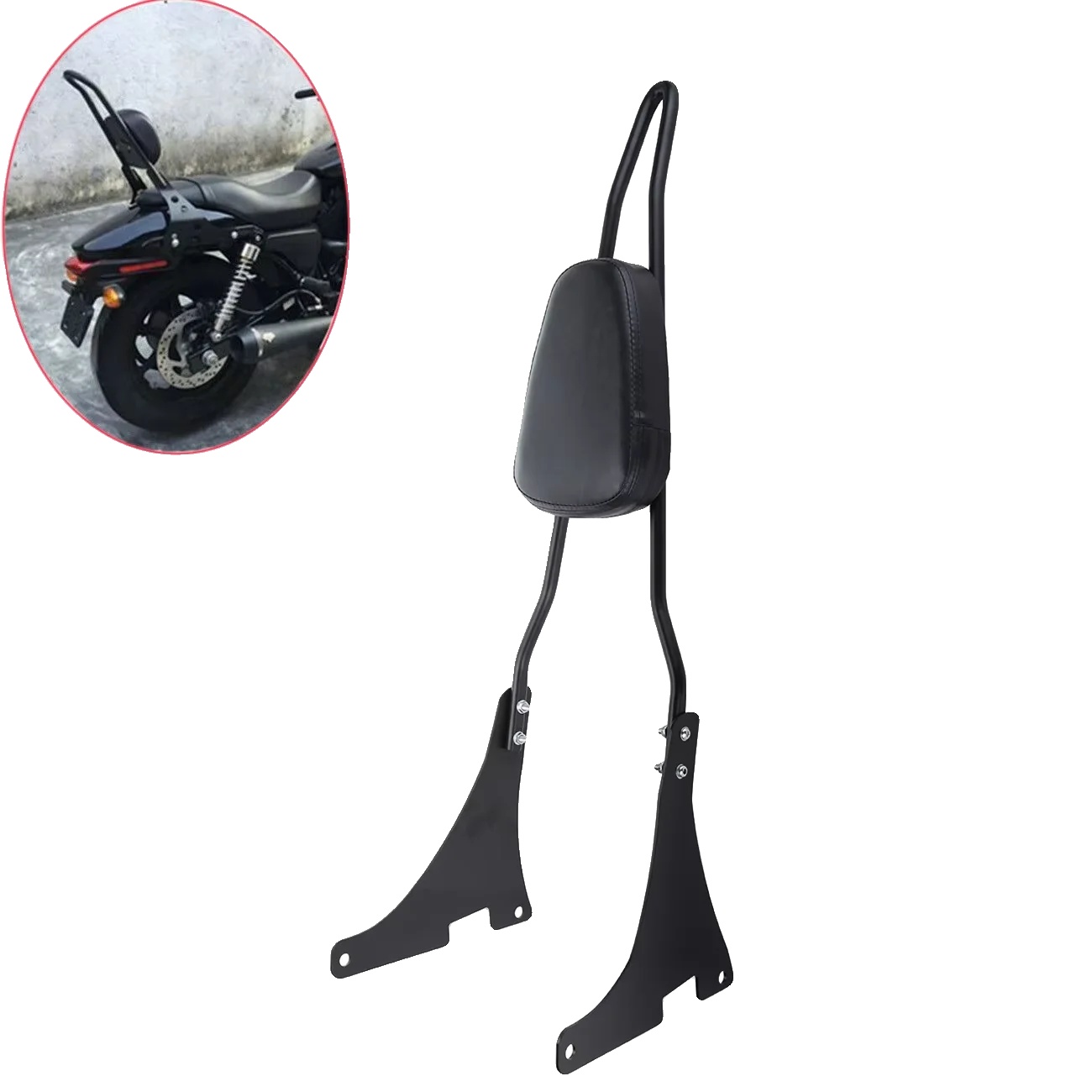 Hinterer Gepäckträger, Sissy Bar, Polsterpad, Schwarz