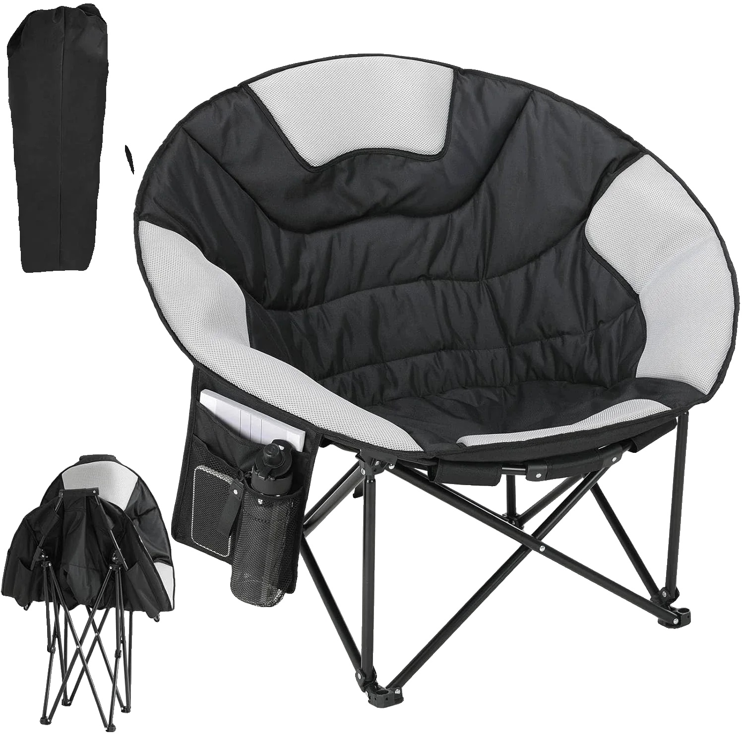 Campingstuhl, Gepolsterter Sitz, Tragbares Design, Schwarze 1 Stück Stühle