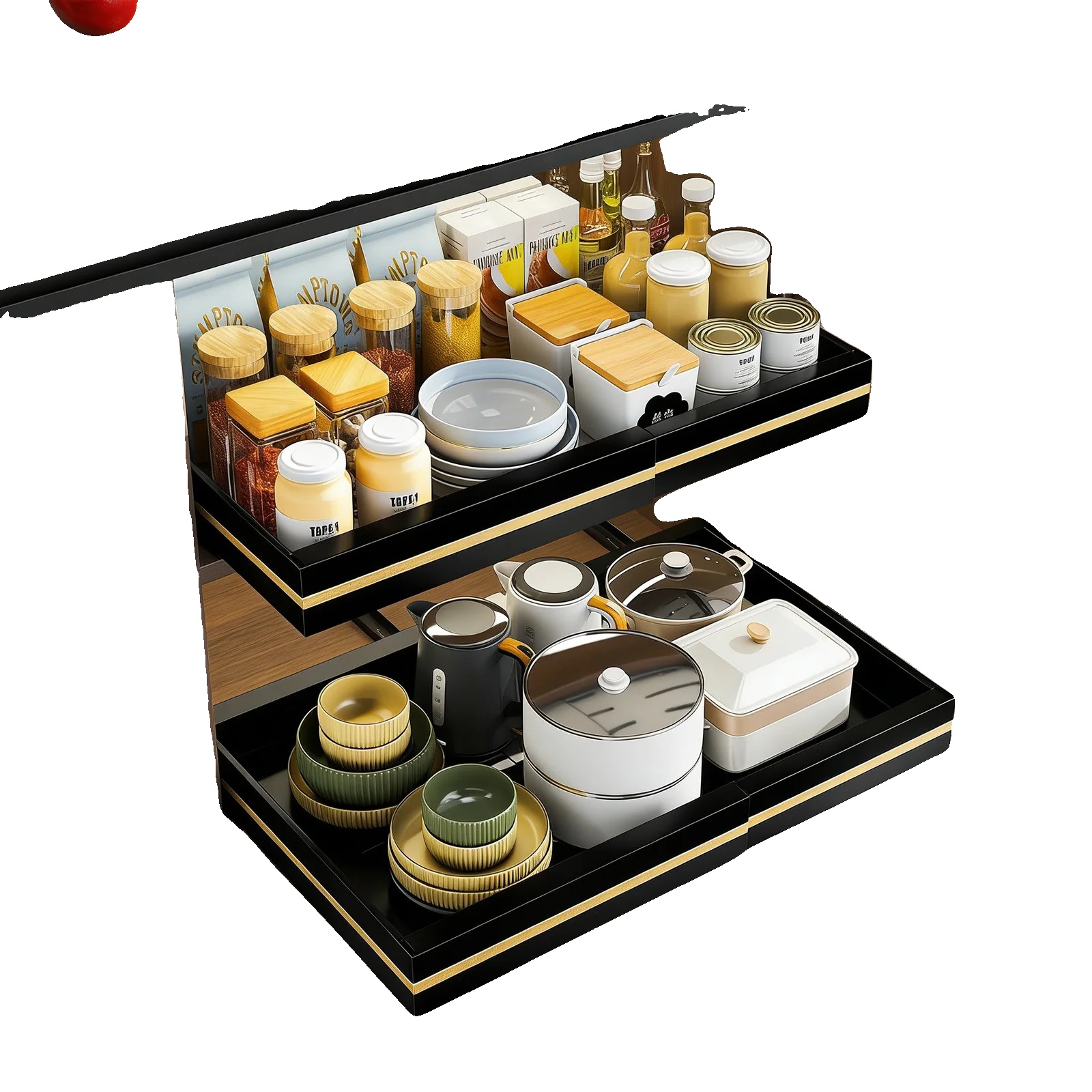 Schrankorganizer, Verstellbares Design, Robuste Aufbewahrung, Schwarz-2stück