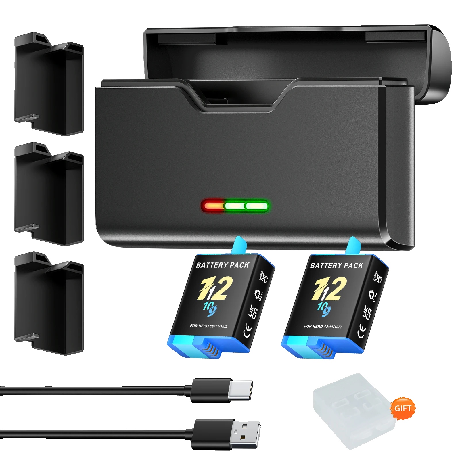 Kameraakku, 2000mah Kapazität, Ladegerät Mit Aufbewahrungstasche, 2pcs Und Ladegerät