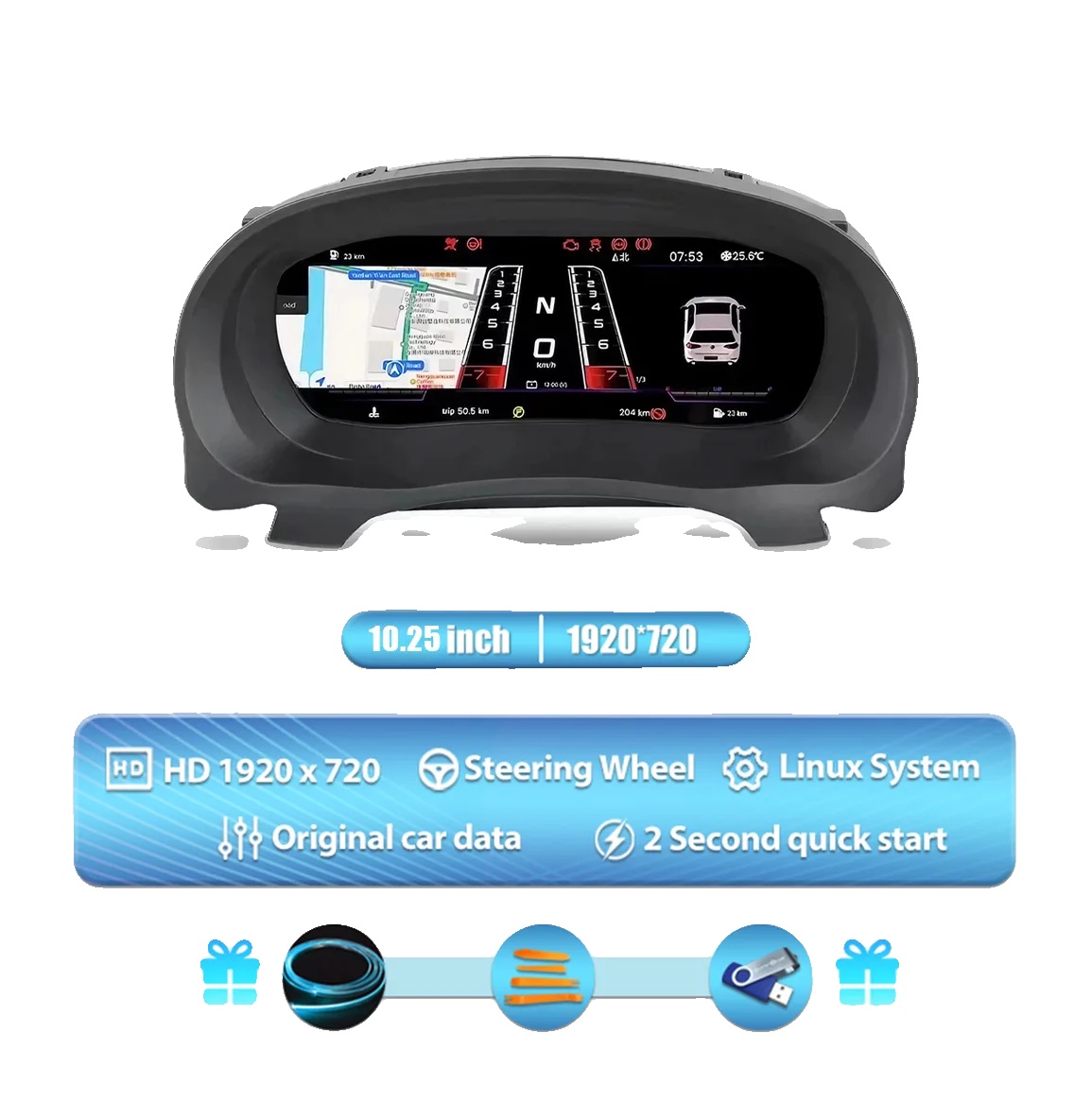 Dashboard-cluster, Hd-display, Multi-metrik-unterstützung, Für Golf 6