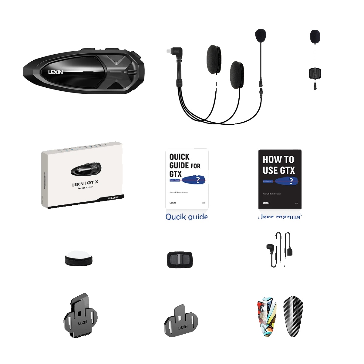 Intercom-system, Bluetooth V5.0, 2000m Reichweite, Einzelpackung 1pc